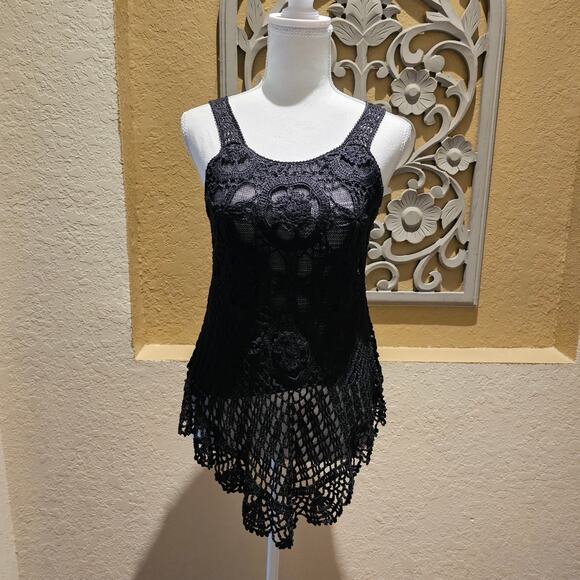 Sacred Trends Y2K Crochet Top S Black Grunge Goth Witchy Romantic Cottagecore - Picture 6 of 10